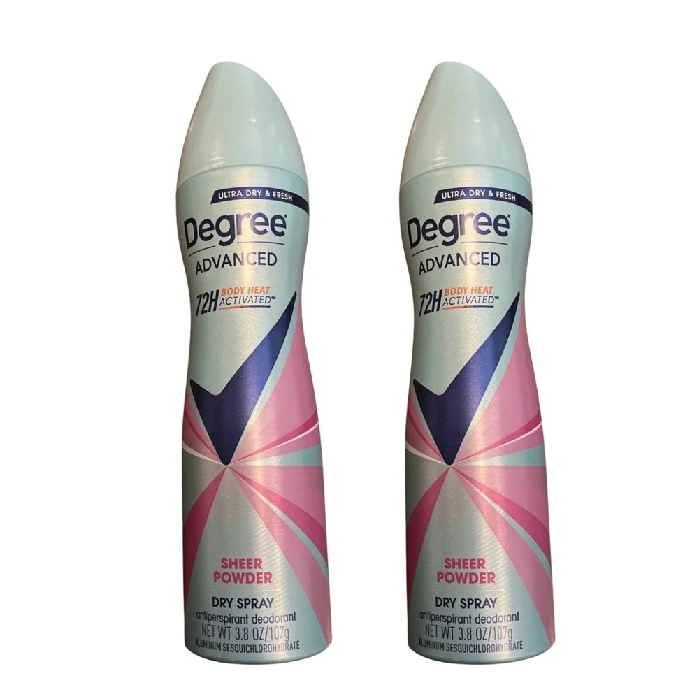 Degree Advanced 72H Sheer‎ Powder Dry Spray Antiperspirant Deodorant Lot of 2